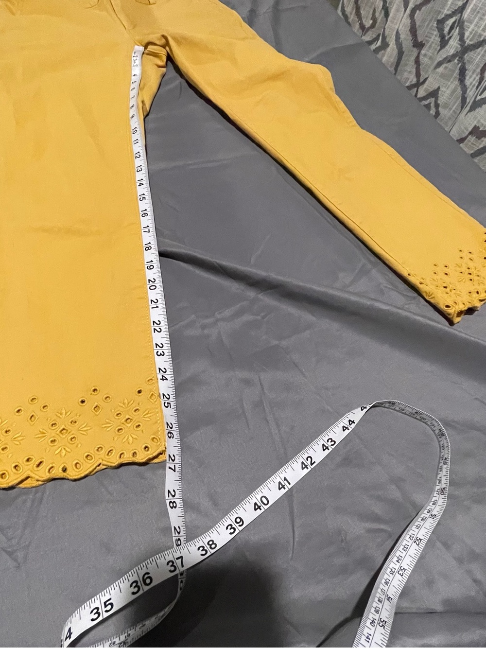 LOFT Yellow Cropped Pants with Scalloped Eyelet Hem - Picture 6 of 10